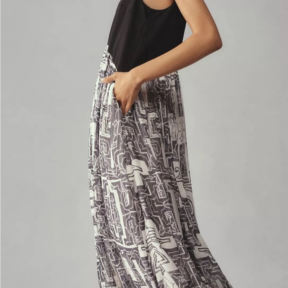 NWT Anthropologie Sleeveless Scoop-Neck Maxi Dress SZ Small 🤍🩶🤍 - Picture 3 of 4